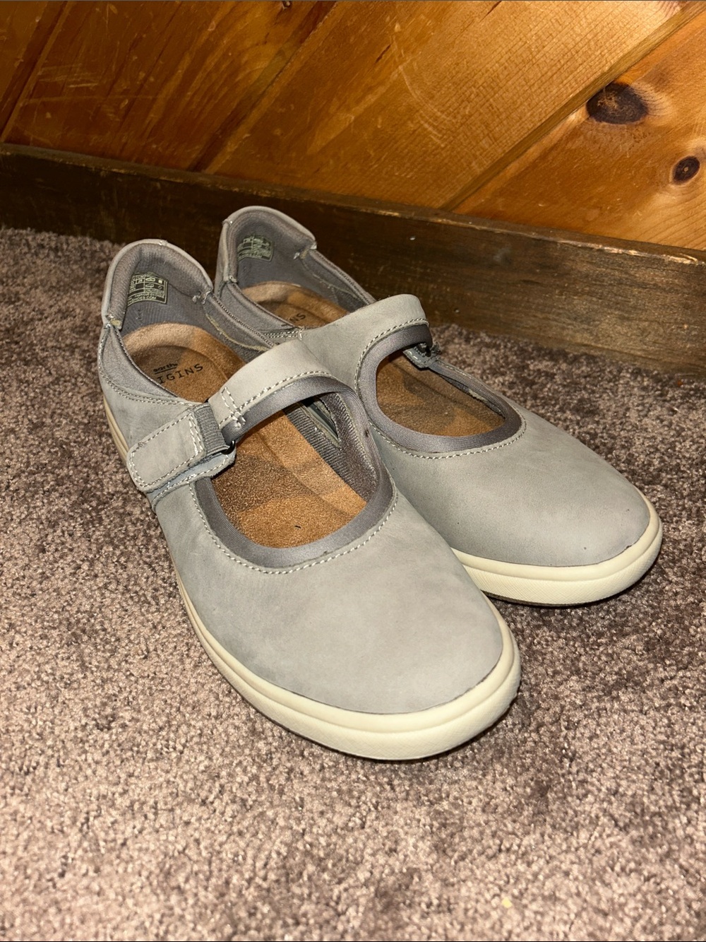 Earth Origins Leather Slip-On Mary Janes in Elaine Gray